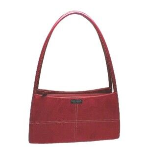 Vintage Kate Spade Red Suede Leather Shoulder Bag With Clutch See Pics